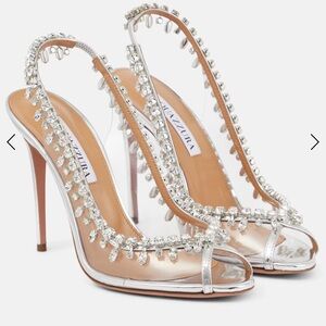Aquazzura Temptation Crystal Slingback Heel Pump 37